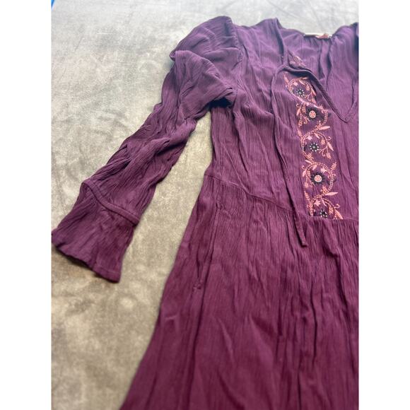 Knox Rose (Size XS) Peasant Dress Full Length Red Embroidered Tassels Bohemian - Picture 3 of 8